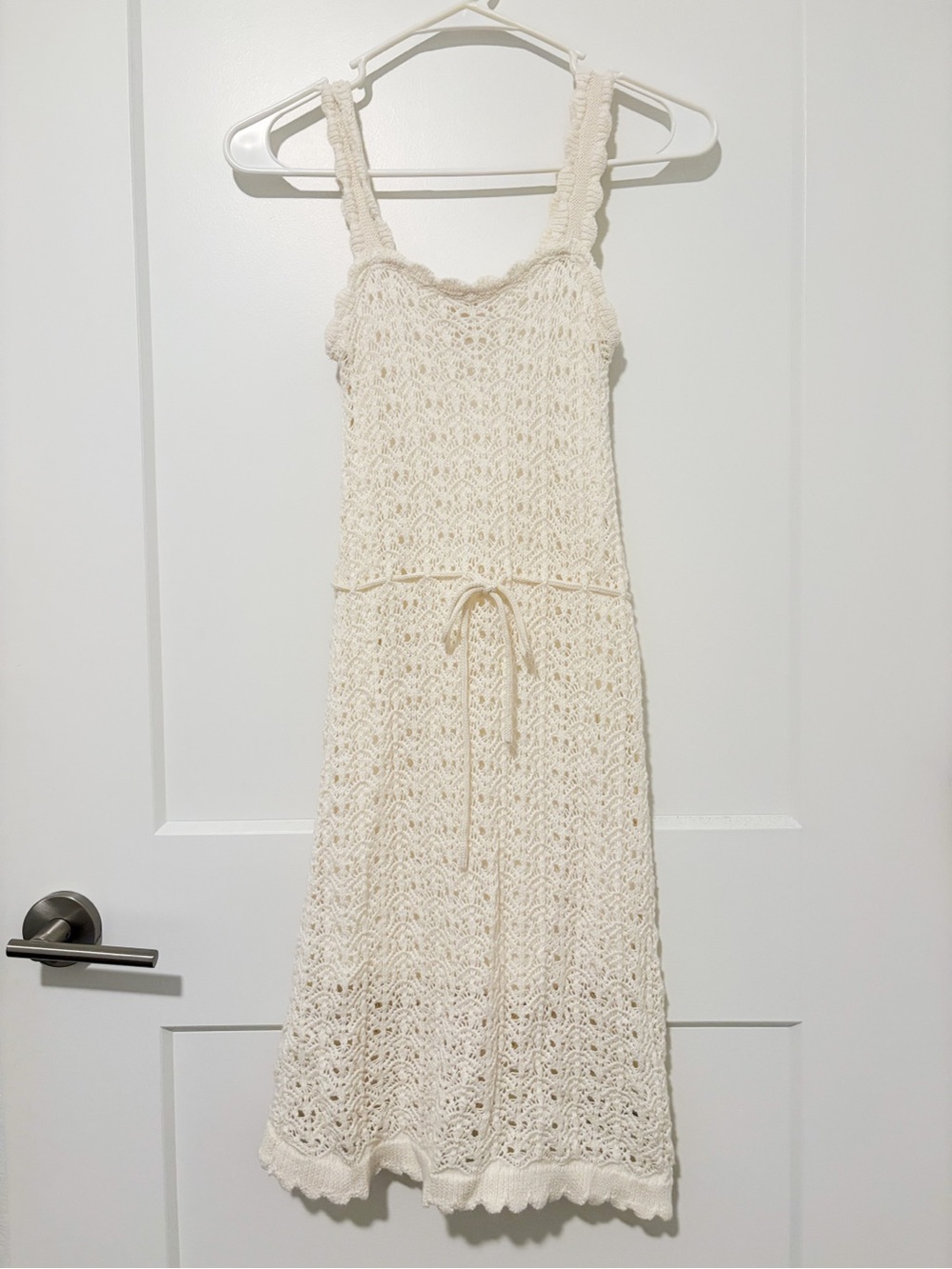 Jessica Simpson Cream Crochet Dress with Tie Waist